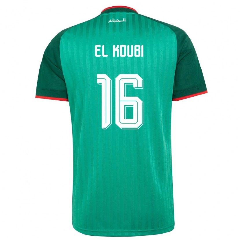 Danxen Pánské Alžírsko Mohammed El Koubi #16 Zelená Červená Bílá Daleko Hráčské Dresy 26-28 Dres