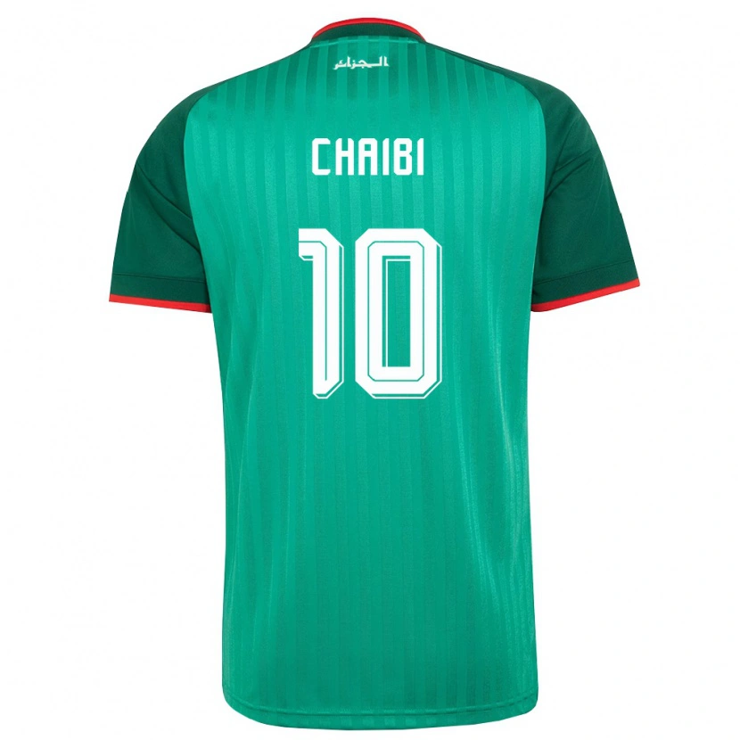Danxen Pánské Alžírsko Farès Chaïbi #10 Zelená Červená Bílá Daleko Hráčské Dresy 26-28 Dres