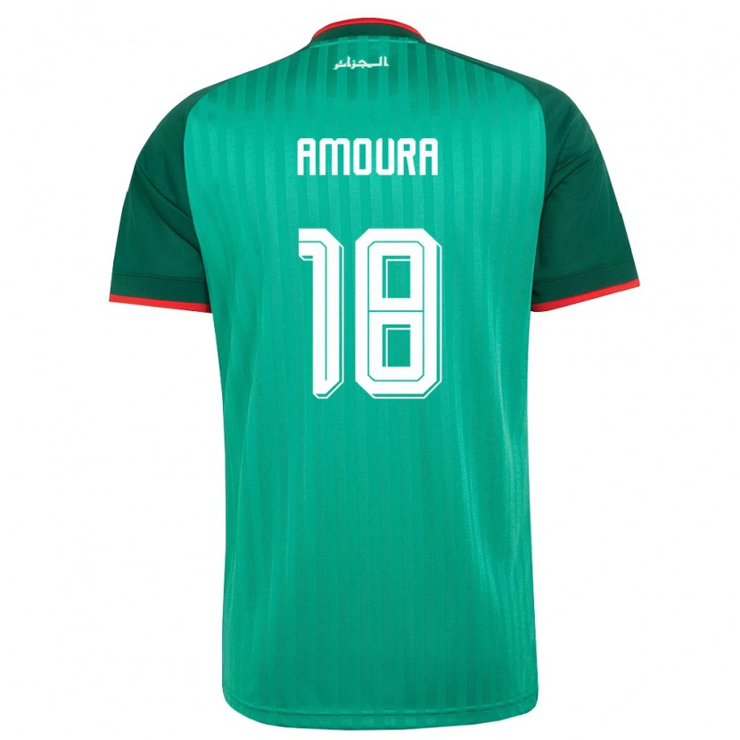 Danxen Pánské Alžírsko Mohamed Amoura #18 Zelená Červená Bílá Daleko Hráčské Dresy 26-28 Dres