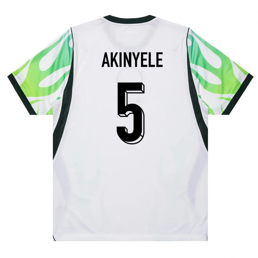 Danxen Pánské Nigérie Ahmed Akinyele #5 Bílá Zelená Daleko Hráčské Dresy 26-28 Dres