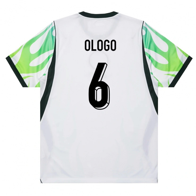 Danxen Pánské Nigérie Michael Ologo #6 Bílá Zelená Daleko Hráčské Dresy 26-28 Dres