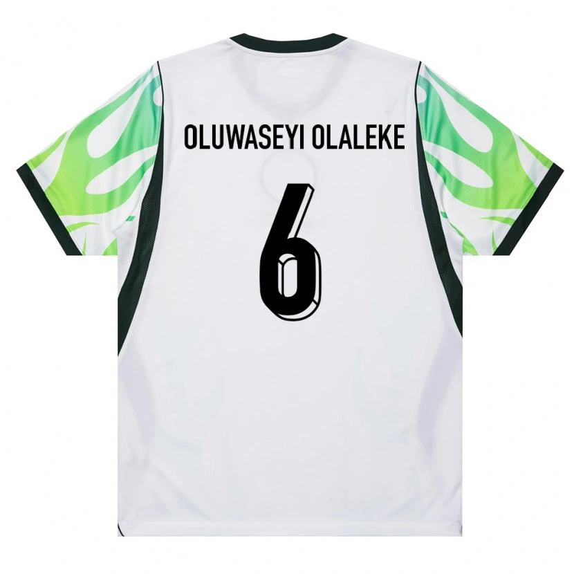 Danxen Pánské Nigérie Jeremiah Oluwaseyi Olaleke #6 Bílá Zelená Daleko Hráčské Dresy 26-28 Dres