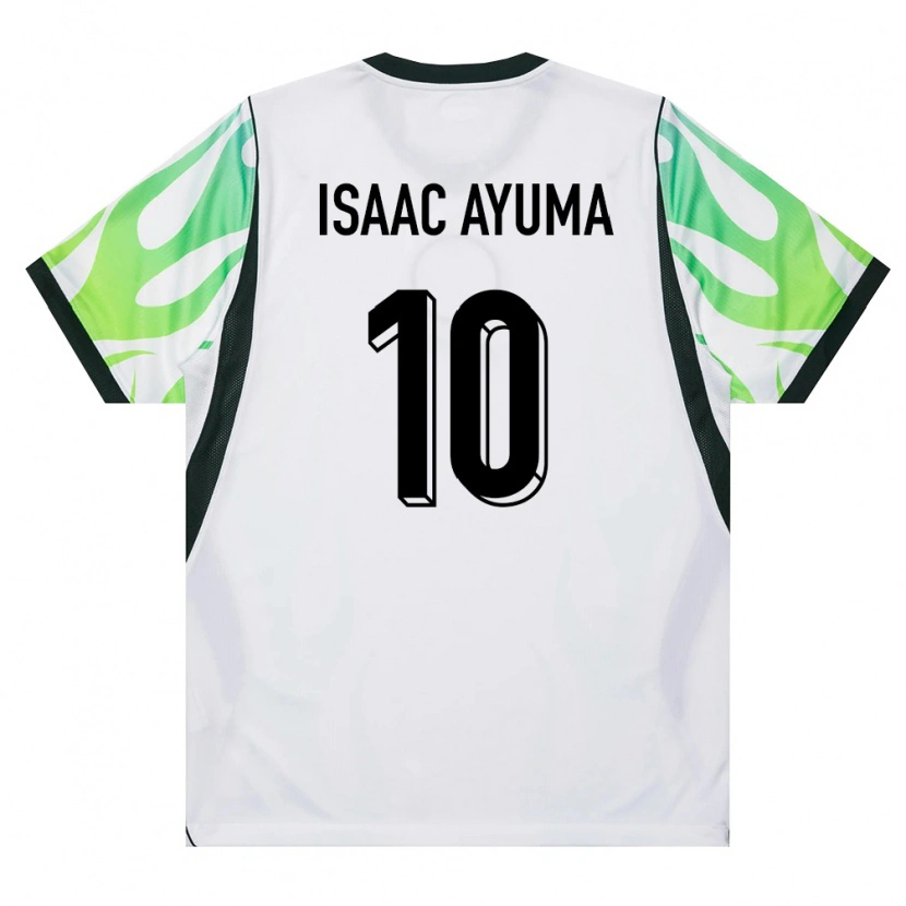 Danxen Pánské Nigérie Israel Isaac Ayuma #10 Bílá Zelená Daleko Hráčské Dresy 26-28 Dres