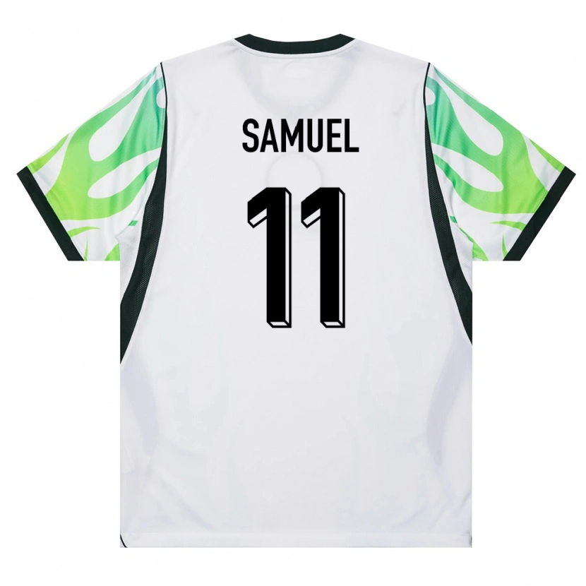 Danxen Pánské Nigérie Destiny Samuel #11 Bílá Zelená Daleko Hráčské Dresy 26-28 Dres