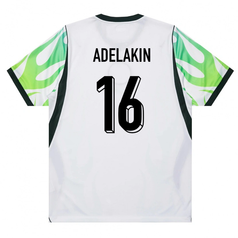 Danxen Pánské Nigérie Temiloluwa Adelakin #16 Bílá Zelená Daleko Hráčské Dresy 26-28 Dres