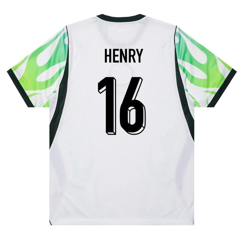 Danxen Pánské Nigérie Caleb Henry #16 Bílá Zelená Daleko Hráčské Dresy 26-28 Dres