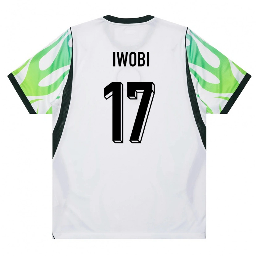 Danxen Pánské Nigérie Alex Iwobi #17 Bílá Zelená Daleko Hráčské Dresy 26-28 Dres