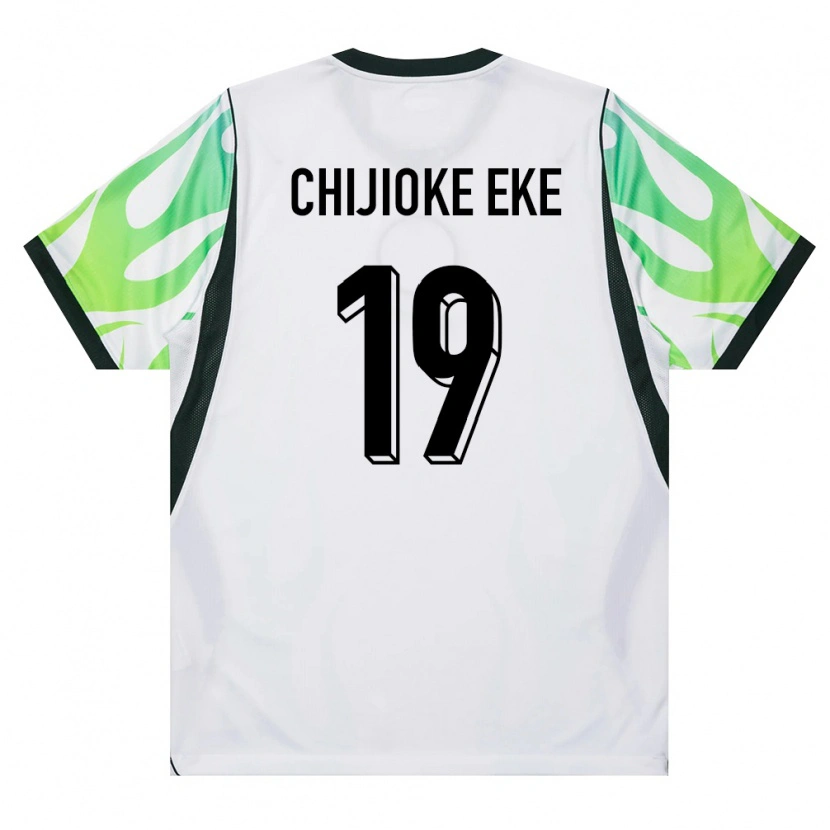 Danxen Pánské Nigérie Light Chijioke Eke #19 Bílá Zelená Daleko Hráčské Dresy 26-28 Dres