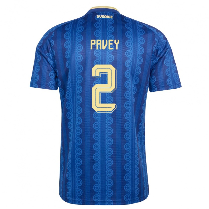 Danxen Pánské Švédsko Charlie Pavey #2 Modrá Námořnická Žlutá Daleko Hráčské Dresy 26-28 Dres