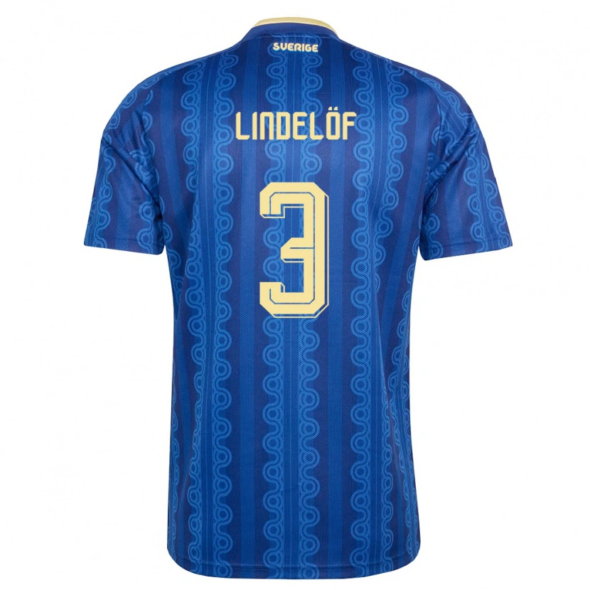Danxen Pánské Švédsko Victor Lindelöf #3 Modrá Námořnická Žlutá Daleko Hráčské Dresy 26-28 Dres