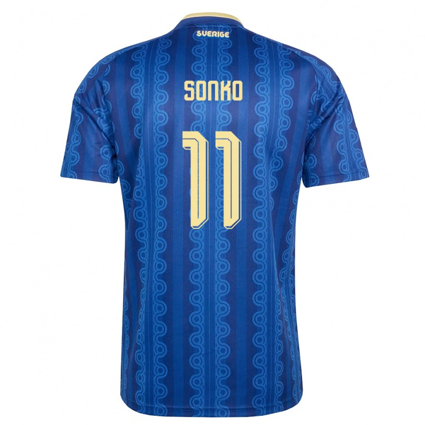 Danxen Pánské Švédsko Momodou Sonko #11 Modrá Námořnická Žlutá Daleko Hráčské Dresy 26-28 Dres