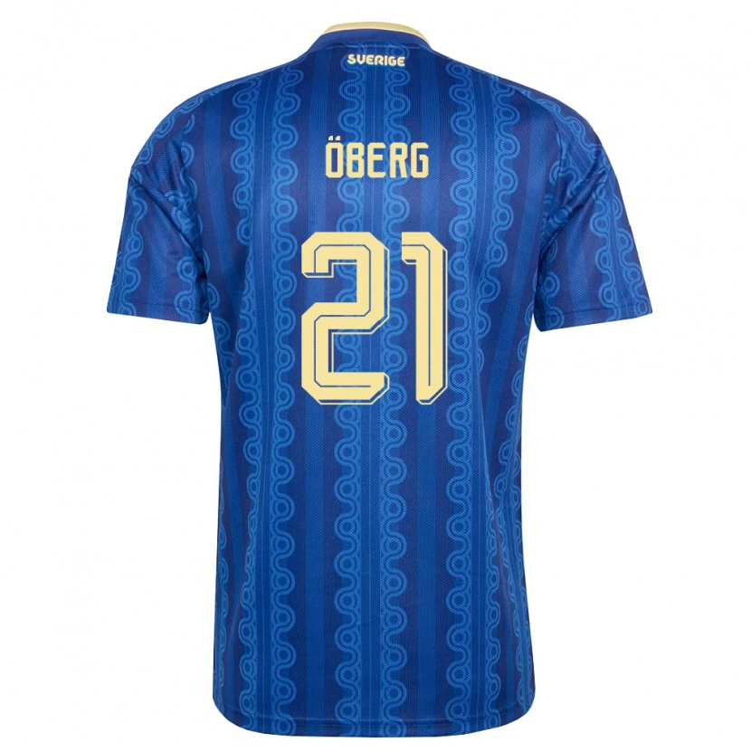 Danxen Pánské Švédsko Milian Öberg #21 Modrá Námořnická Žlutá Daleko Hráčské Dresy 26-28 Dres