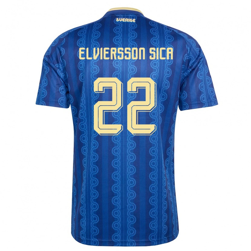 Danxen Pánské Švédsko Matheo Elviersson Sica #22 Modrá Námořnická Žlutá Daleko Hráčské Dresy 26-28 Dres