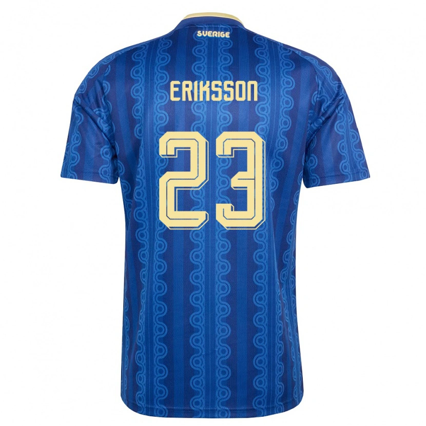 Danxen Pánské Švédsko Simon Eriksson #23 Modrá Námořnická Žlutá Daleko Hráčské Dresy 26-28 Dres