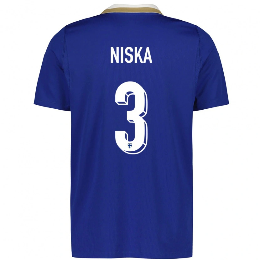 Danxen Pánské Finsko Jussi Niska #3 Modrá Bílá Daleko Hráčské Dresy 26-28 Dres