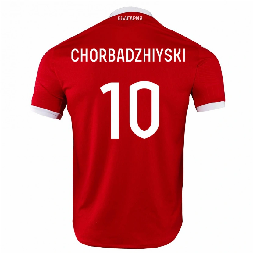 Danxen Pánské Bulharsko Georgi Chorbadzhiyski #10 Červená Bílá Daleko Hráčské Dresy 26-28 Dres