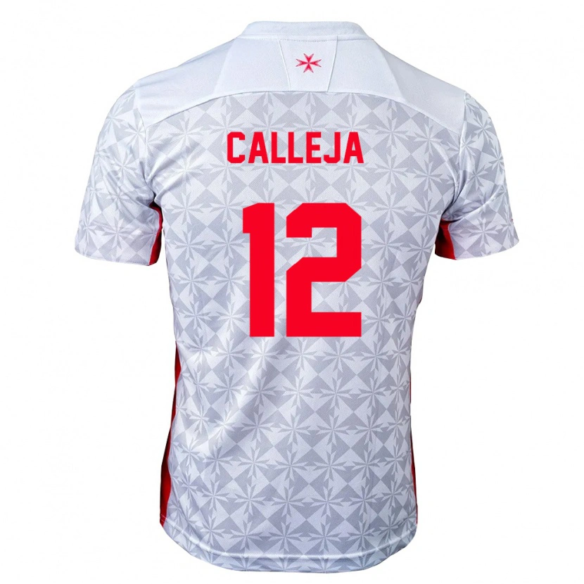 Danxen Pánské Malta Jaiel Calleja #12 Šedá Bílá Červená Daleko Hráčské Dresy 26-28 Dres