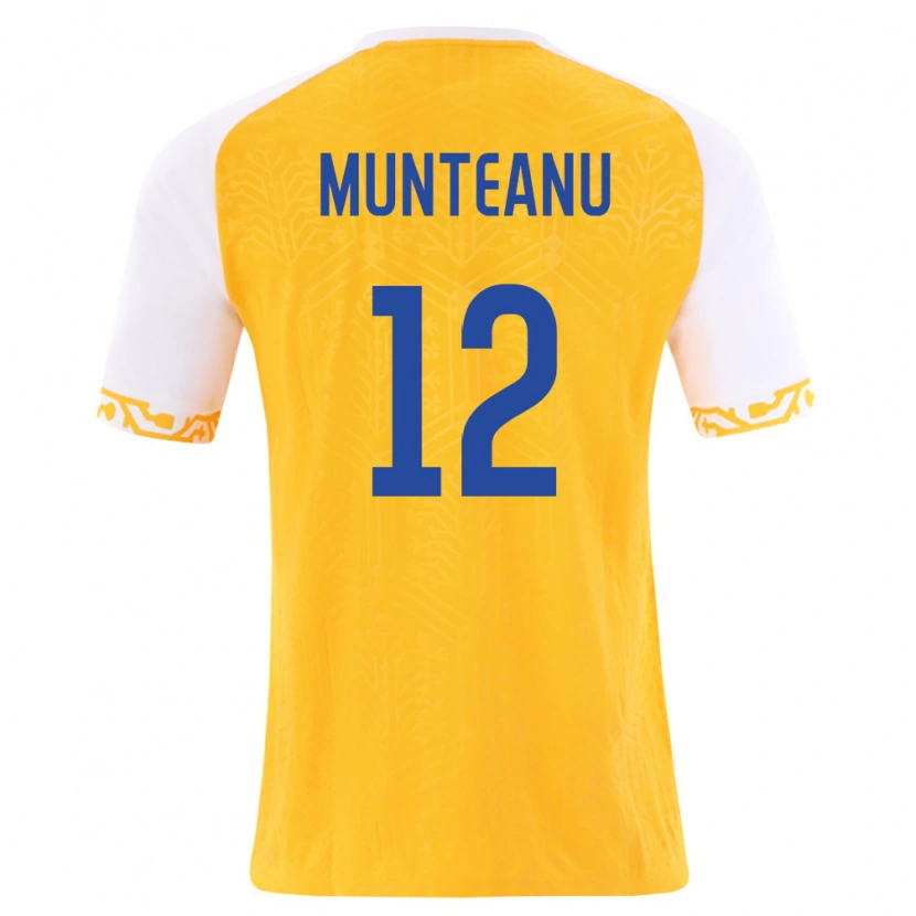 Danxen Pánské Moldavsko Adrian Munteanu #12 Žlutá Bílá Daleko Hráčské Dresy 26-28 Dres