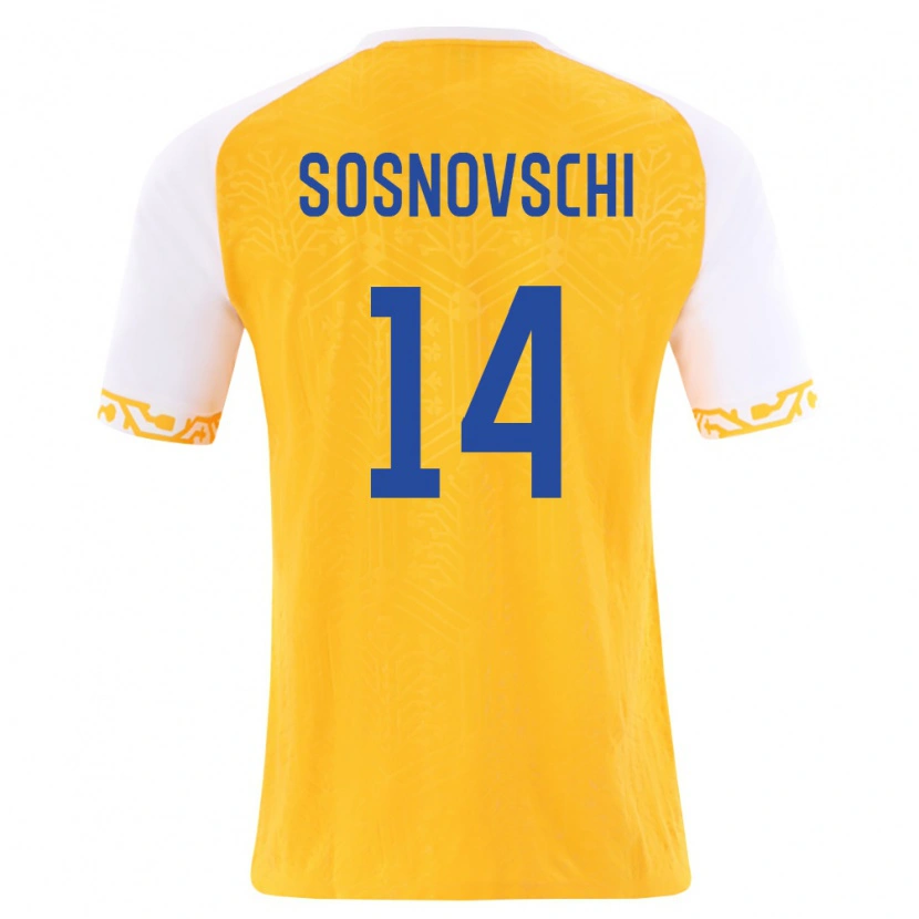 Danxen Pánské Moldavsko Andrei Sosnovschi #14 Žlutá Bílá Daleko Hráčské Dresy 26-28 Dres