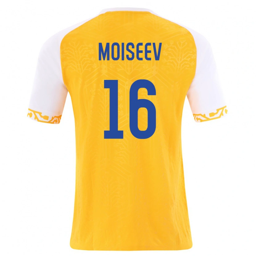 Danxen Pánské Moldavsko Victor Moiseev #16 Žlutá Bílá Daleko Hráčské Dresy 26-28 Dres