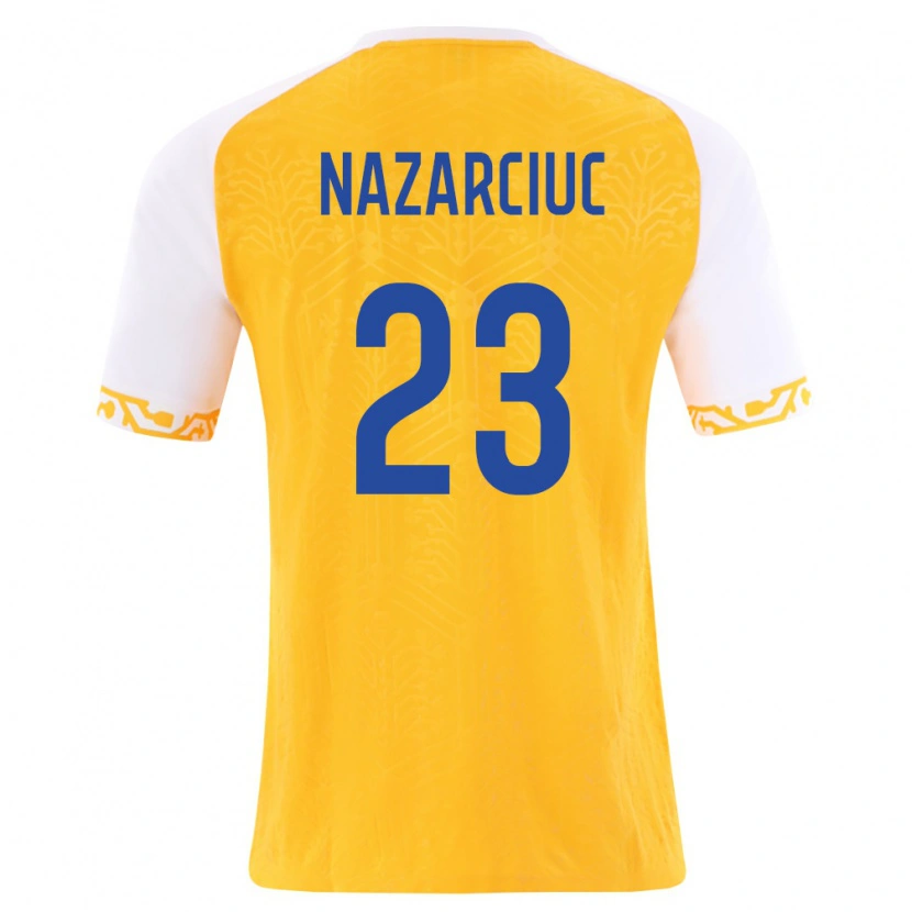 Danxen Pánské Moldavsko Artur Nazarciuc #23 Žlutá Bílá Daleko Hráčské Dresy 26-28 Dres