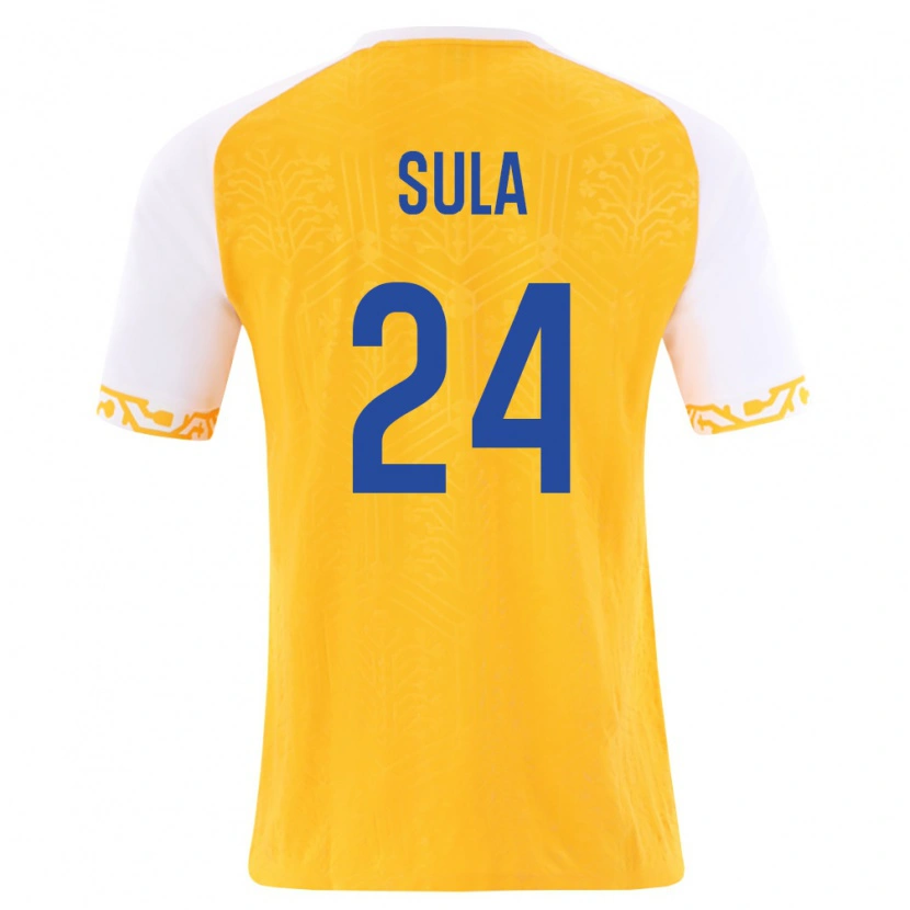 Danxen Pánské Moldavsko Paolo Sula #24 Žlutá Bílá Daleko Hráčské Dresy 26-28 Dres