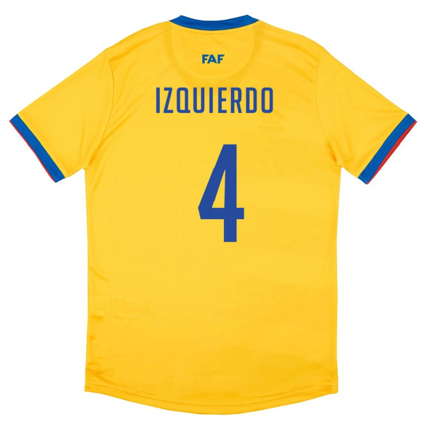 Danxen Pánské Andorra Eric Izquierdo #4 Žlutá Modrá Červená Daleko Hráčské Dresy 26-28 Dres