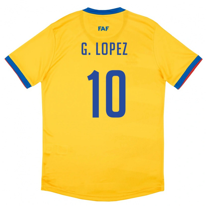 Danxen Pánské Andorra Guillaume Lopez #10 Žlutá Modrá Červená Daleko Hráčské Dresy 26-28 Dres