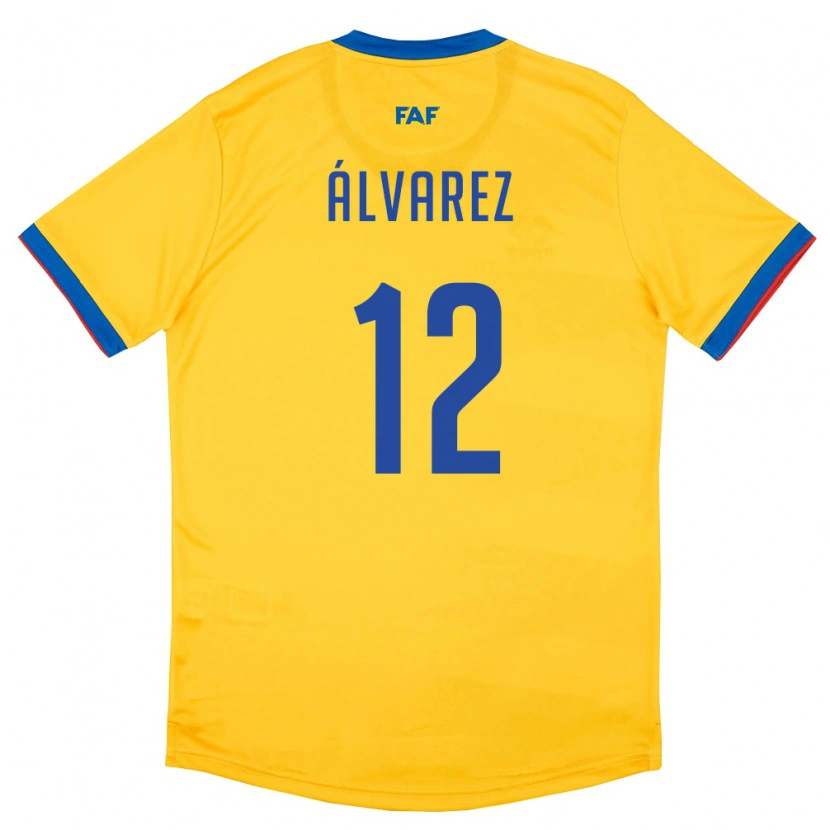 Danxen Pánské Andorra Iker Álvarez #12 Žlutá Modrá Červená Daleko Hráčské Dresy 26-28 Dres