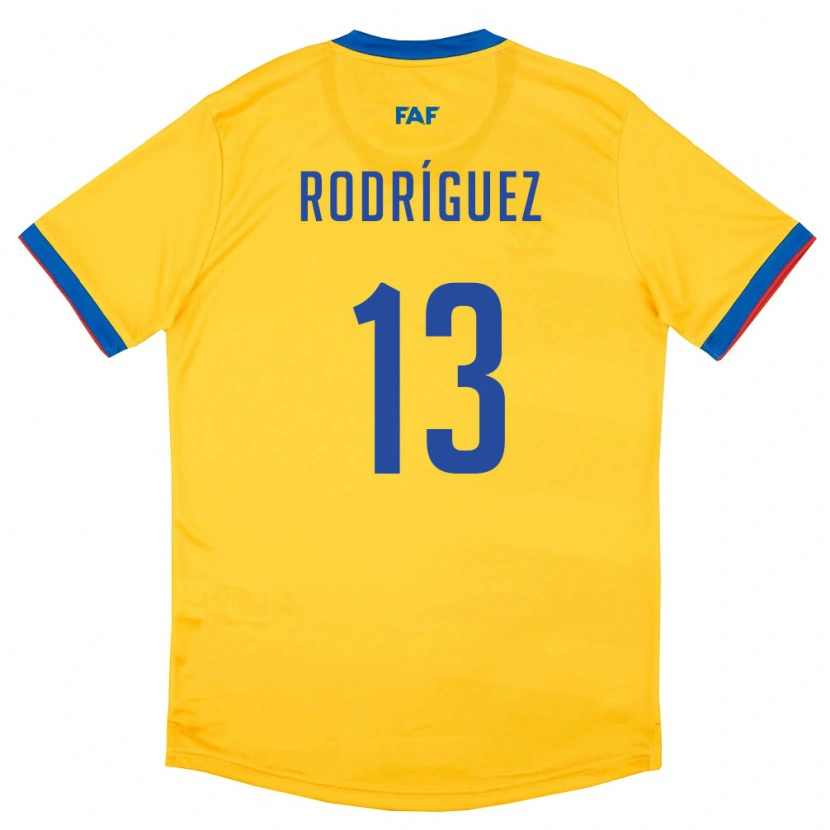 Danxen Pánské Andorra Arnau Rodríguez #13 Žlutá Modrá Červená Daleko Hráčské Dresy 26-28 Dres