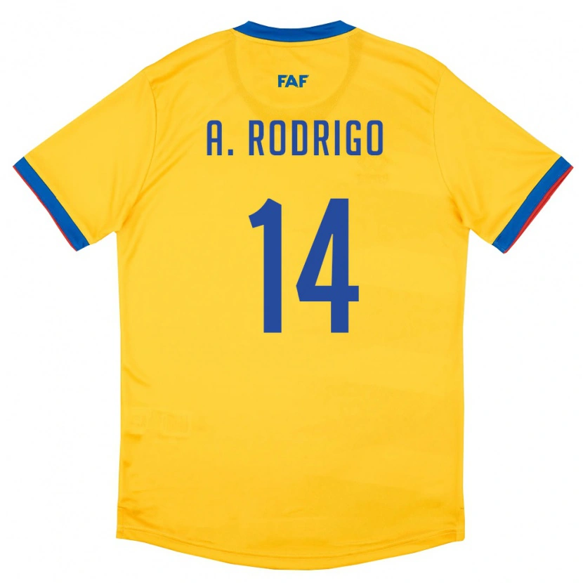 Danxen Pánské Andorra Arón Rodrigo #14 Žlutá Modrá Červená Daleko Hráčské Dresy 26-28 Dres