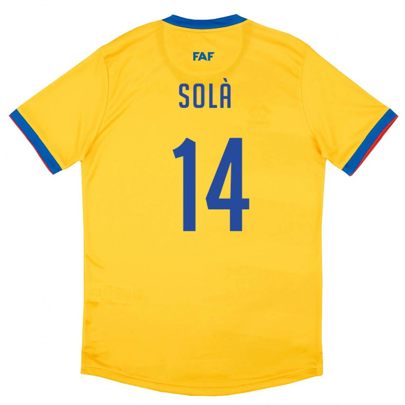 Danxen Pánské Andorra Roger Solà #14 Žlutá Modrá Červená Daleko Hráčské Dresy 26-28 Dres