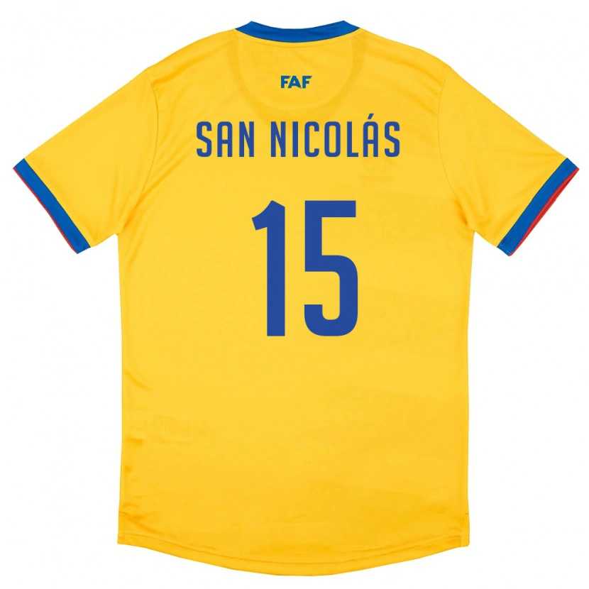 Danxen Pánské Andorra Moisés San Nicolás #15 Žlutá Modrá Červená Daleko Hráčské Dresy 26-28 Dres