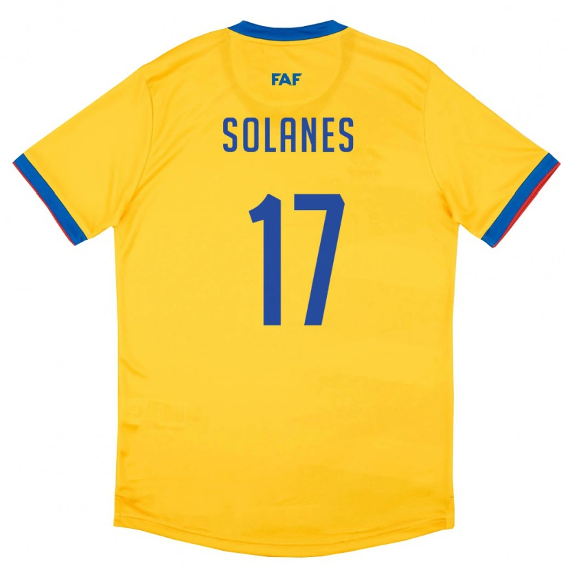 Danxen Pánské Andorra Albert Solanes #17 Žlutá Modrá Červená Daleko Hráčské Dresy 26-28 Dres