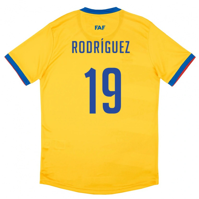 Danxen Pánské Andorra Jan Rodríguez #19 Žlutá Modrá Červená Daleko Hráčské Dresy 26-28 Dres