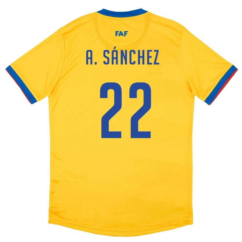 Danxen Pánské Andorra Aaron Sánchez #22 Žlutá Modrá Červená Daleko Hráčské Dresy 26-28 Dres