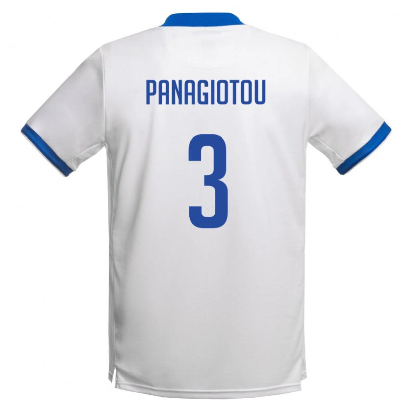 Danxen Pánské Kypr Nikolas Panagiotou #3 Bílá Královská Modrá Daleko Hráčské Dresy 26-28 Dres