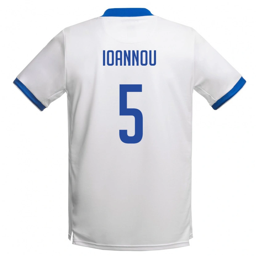 Danxen Pánské Kypr Kosmas Ioannou #5 Bílá Královská Modrá Daleko Hráčské Dresy 26-28 Dres