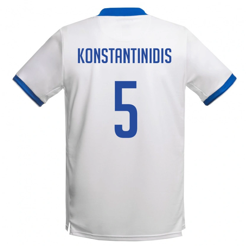 Danxen Pánské Kypr Christos Konstantinidis #5 Bílá Královská Modrá Daleko Hráčské Dresy 26-28 Dres
