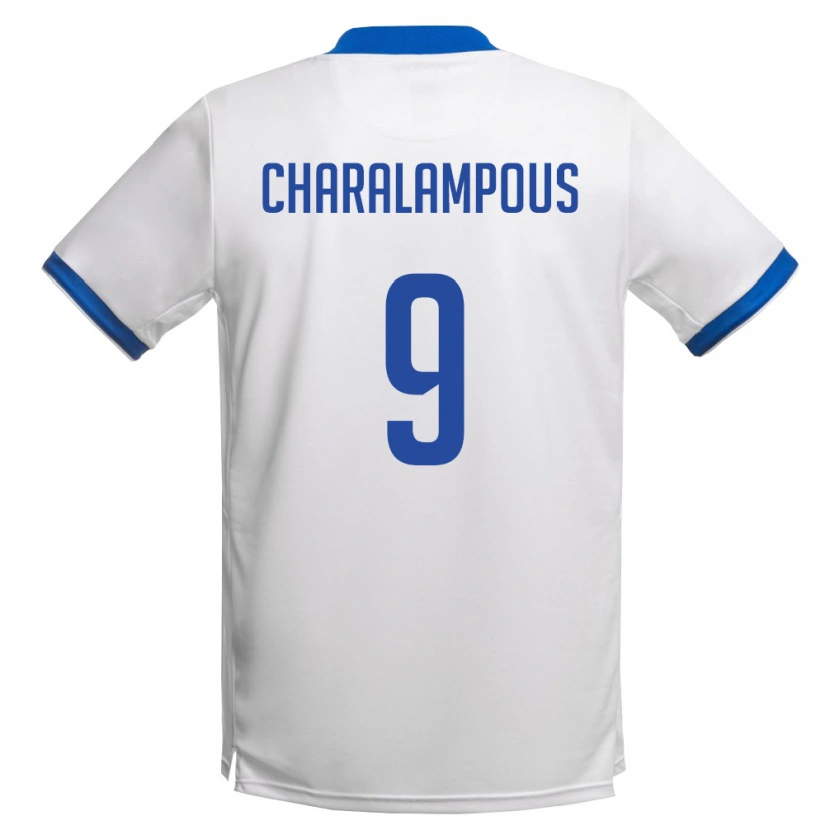 Danxen Pánské Kypr Evagoras Charalampous #9 Bílá Královská Modrá Daleko Hráčské Dresy 26-28 Dres