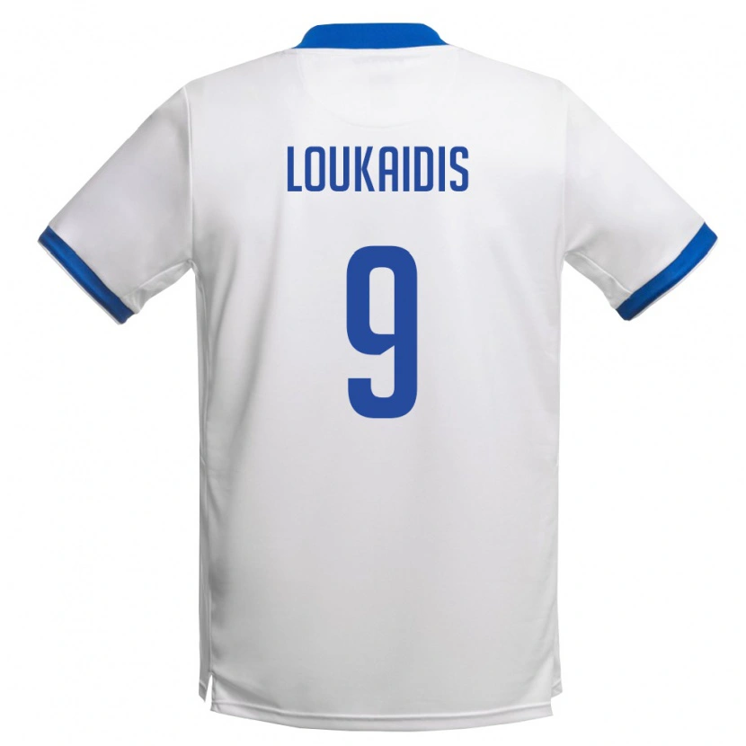 Danxen Pánské Kypr Christos Loukaidis #9 Bílá Královská Modrá Daleko Hráčské Dresy 26-28 Dres