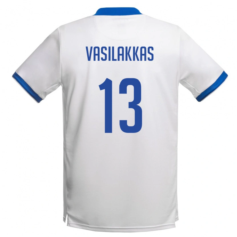 Danxen Pánské Kypr Vasilis Vasilakkas #13 Bílá Královská Modrá Daleko Hráčské Dresy 26-28 Dres
