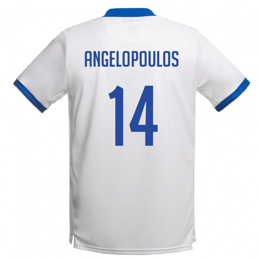 Danxen Pánské Kypr Georgios Nikolas Angelopoulos #14 Bílá Královská Modrá Daleko Hráčské Dresy 26-28 Dres