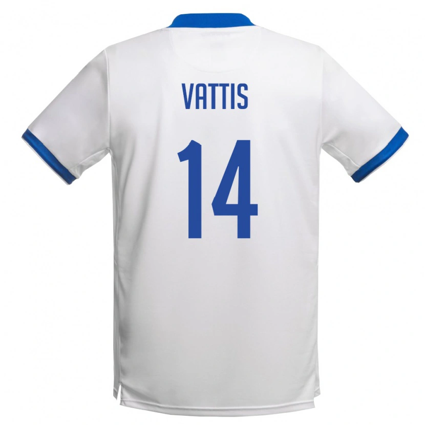 Danxen Pánské Kypr Charalampos Vattis #14 Bílá Královská Modrá Daleko Hráčské Dresy 26-28 Dres
