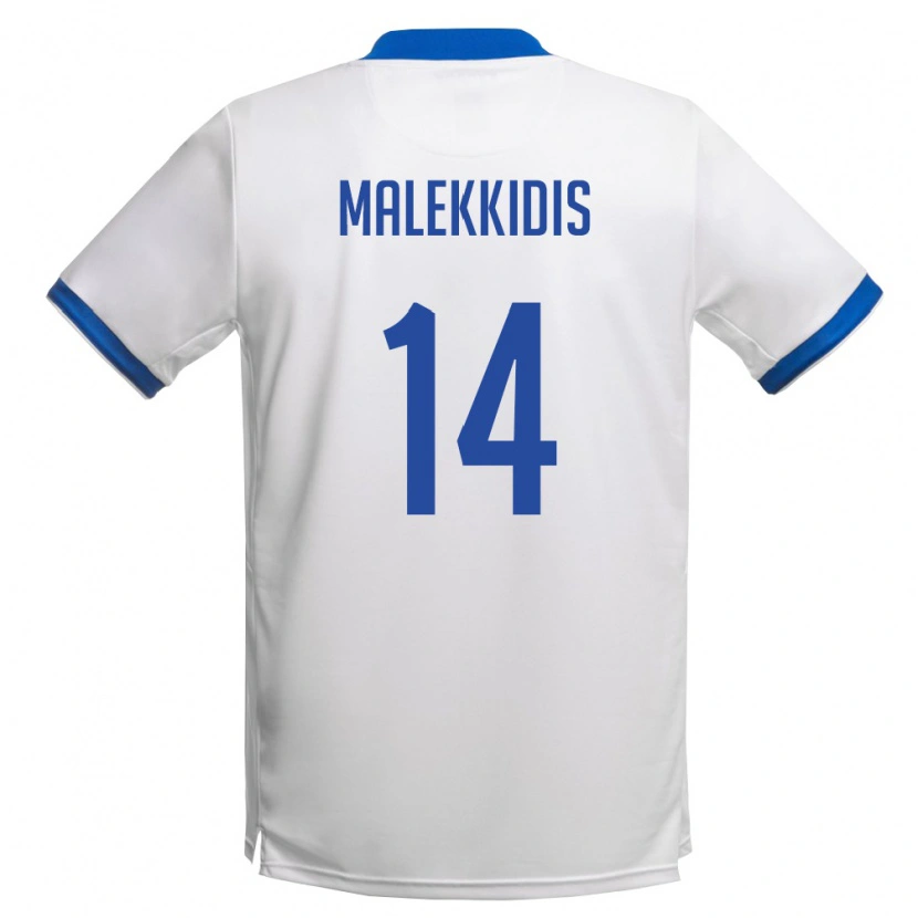 Danxen Pánské Kypr Giorgos Malekkidis #14 Bílá Královská Modrá Daleko Hráčské Dresy 26-28 Dres