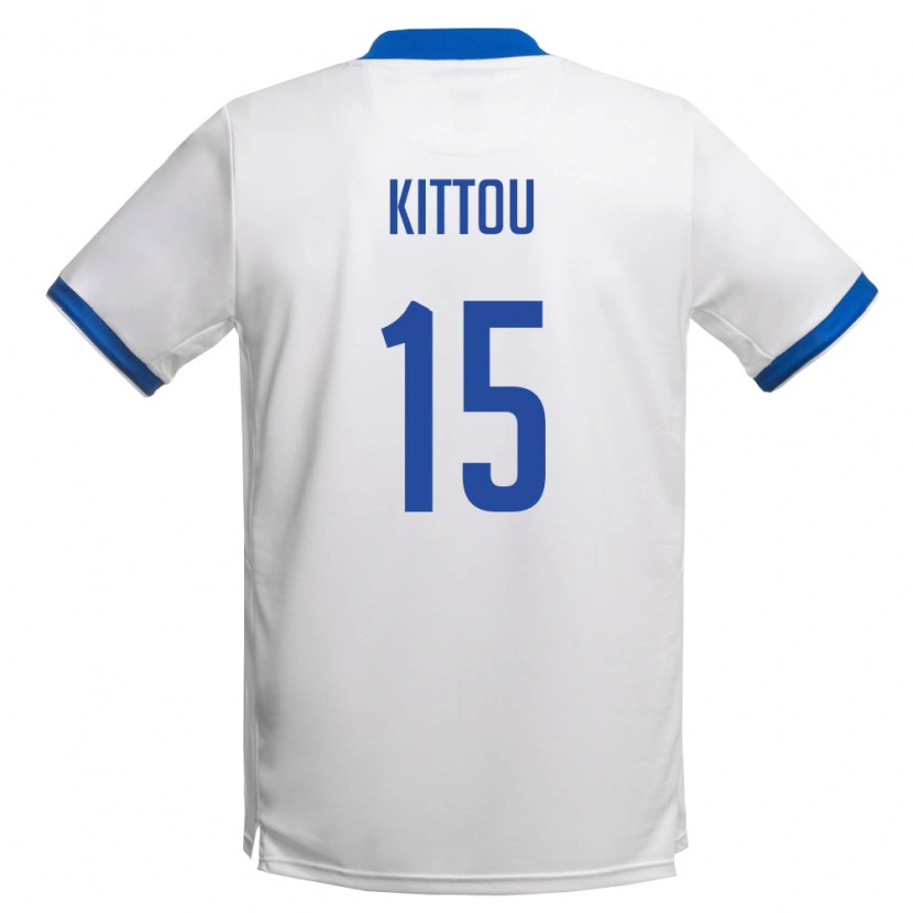 Danxen Pánské Kypr Christos Kittou #15 Bílá Královská Modrá Daleko Hráčské Dresy 26-28 Dres
