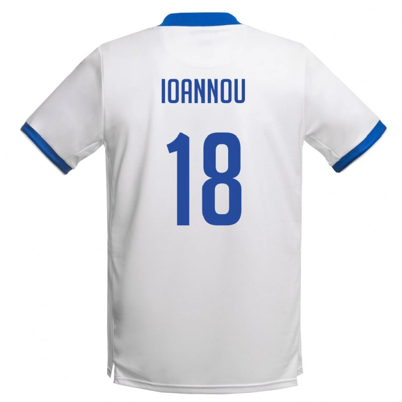 Danxen Pánské Kypr Petros Ioannou #18 Bílá Královská Modrá Daleko Hráčské Dresy 26-28 Dres