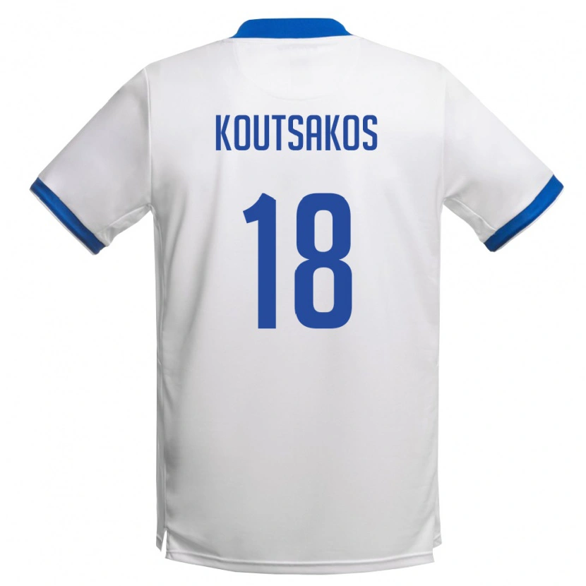 Danxen Pánské Kypr Nikolas Koutsakos #18 Bílá Královská Modrá Daleko Hráčské Dresy 26-28 Dres