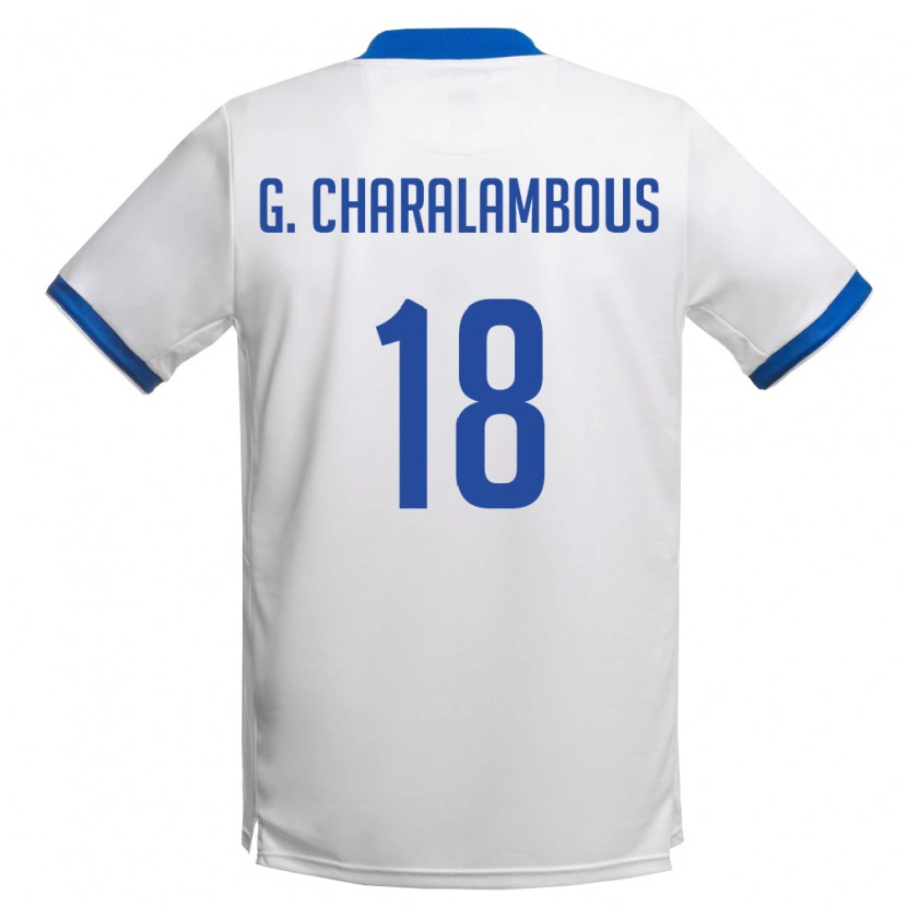 Danxen Pánské Kypr Gordon Panagiotis Charalambous #18 Bílá Královská Modrá Daleko Hráčské Dresy 26-28 Dres