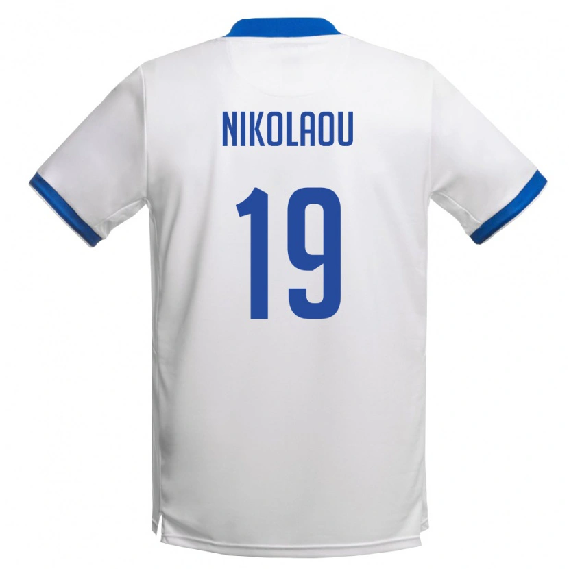 Danxen Pánské Kypr Anninos Nikolaou #19 Bílá Královská Modrá Daleko Hráčské Dresy 26-28 Dres